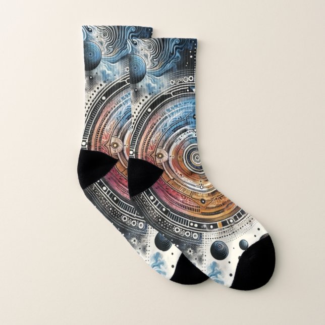 Futuristische Batik Kosmic Art - Space Design Socken (Paar)
