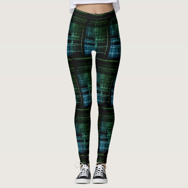 Futuristische Binary Code Leggings - Tech Meet Sty (Vorderseite)