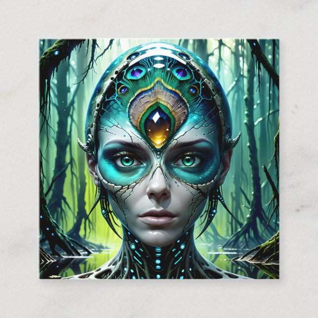 Futuristische biomechanische cybernetische Gigante Quadratische Visitenkarte (Vorderseite)