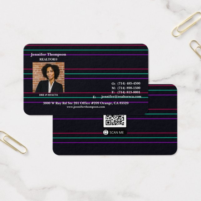 Futuristische Black Business Card mit Neon Lines (Büro)