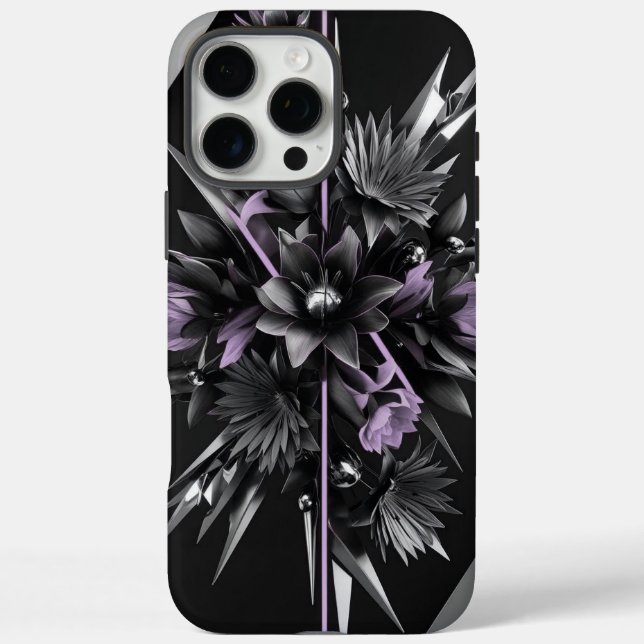 Futuristische Black Floral Phone Case (Rückseite)