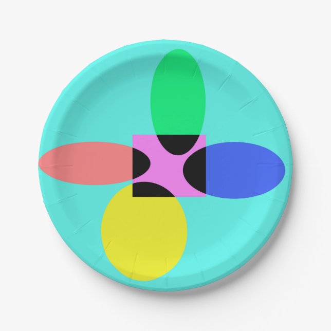 Futuristische Blume Pappteller (Vorderseite)