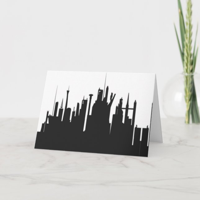 Futuristische City Skyline Feiertagskarte (Vorderseite)