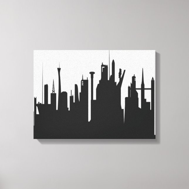 Futuristische City Skyline Leinwanddruck (Vorderseite)