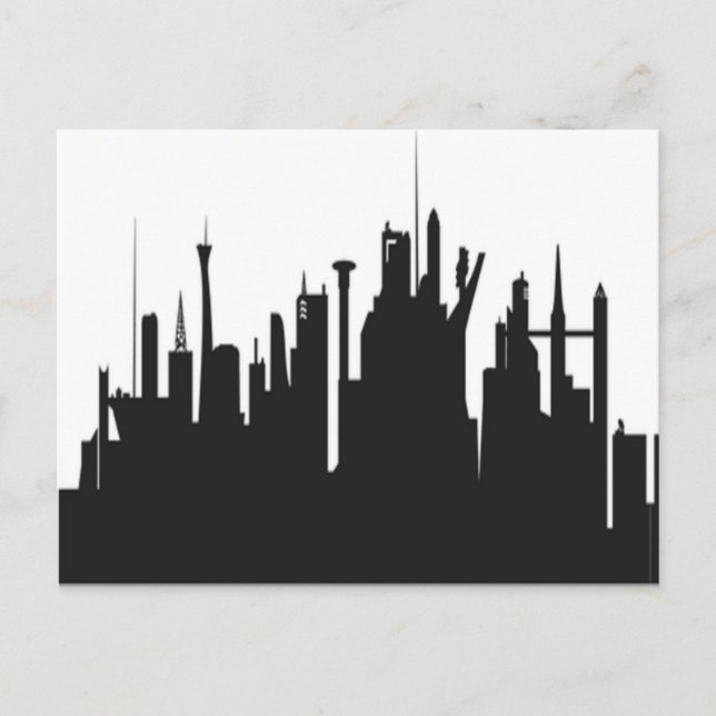 Futuristische City Skyline Postkarte (Vorderseite)