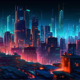 Futuristische Cyber Punk City - Version 5 Künstlicher Leinwanddruck