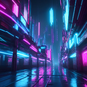 Futuristische Cyber Punk City - Version 7 Künstlicher Leinwanddruck