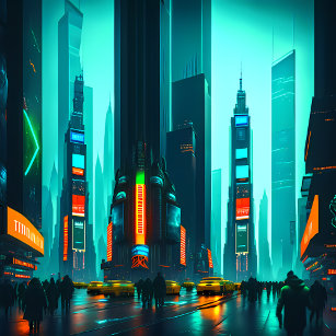 Futuristische Cyber Punk City - Version 8 Künstlicher Leinwanddruck