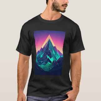 Futuristische Cyberberge mit einem schlanken digit T-Shirt