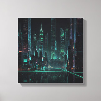 Futuristische Cybernetic Cityscape Leinwanddruck