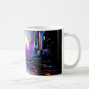 Futuristische Cyberpunk City Skyline Kaffeetasse