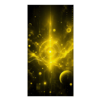 Futuristische Cyberpunk-Gold-HUD-Sci-Fi-Technik Poster