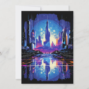 Futuristische Cyberpunk-Stadt-Silhouette Ankündigung