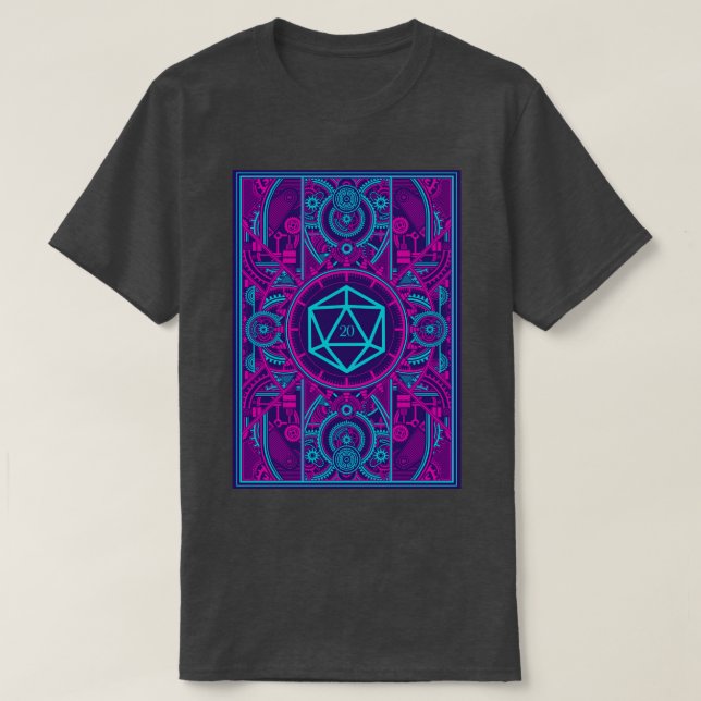 Futuristische Cyberpunk Tabletop RPG D20 Dice T-Shirt (Design vorne)
