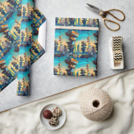 Futuristische Dystopische Stadt, AI-Generierte Mal Geschenkpapier