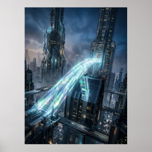 Futuristische Energiebrücke Stadt Kunst Poster