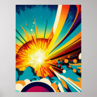 Futuristische Erde und Sonnenstrahlen Art Retro Wa