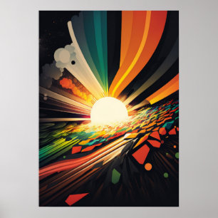 Futuristische Erde und Sonnenstrahlen Retro 5 Poster