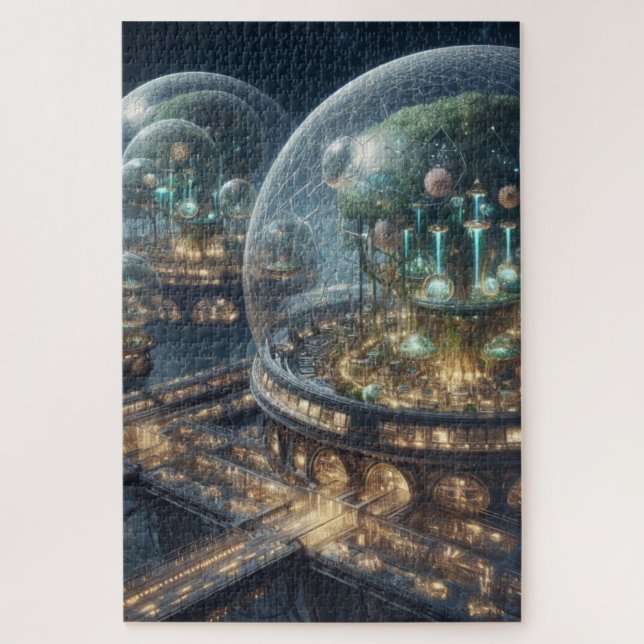 Futuristische Fantasy Pflanze Bio Domes Puzzle (Vertikal)