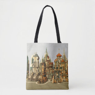 Futuristische Fantasy-Stadt Sci-Fi-Skyline-Kunst