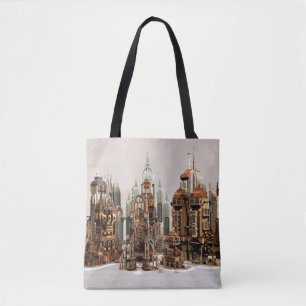 Futuristische Fantasy-Stadt Sci-Fi-Skyline-Kunst