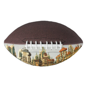 Futuristische Fantasy-Stadt Sci-Fi-Skyline-Kunst Football