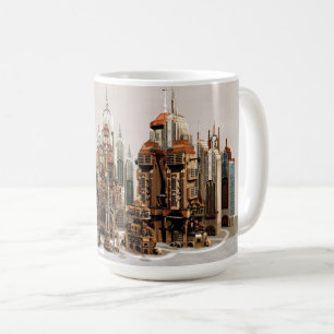 Futuristische Fantasy-Stadt Sci-Fi-Skyline-Kunst Kaffeetasse