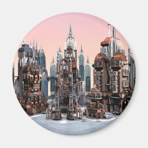 Futuristische Fantasy-Stadt Sci-Fi-Skyline-Kunst Magnet