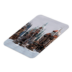 Futuristische Fantasy-Stadt Sci-Fi-Skyline-Kunst Magnet
