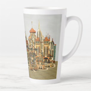 Futuristische Fantasy-Stadt Sci-Fi-Skyline-Kunst Milchtasse