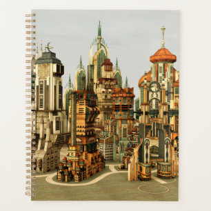 Futuristische Fantasy-Stadt Sci-Fi-Skyline-Kunst Planer