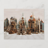 Futuristische Fantasy-Stadt Sci-Fi-Skyline-Kunst