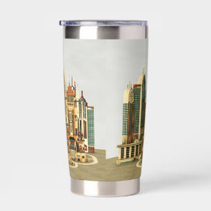 Futuristische Fantasy-Stadt Sci-Fi-Skyline-Kunst Thermobecher