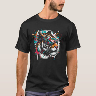 Futuristische farbenfrohe Graffiti Tigergesicht mi T-Shirt