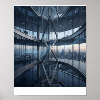 Futuristische Geschäftstechnologie-Innenraum digit Poster