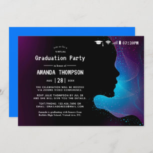 Futuristische Glow Virtual Graduation Party Einladung