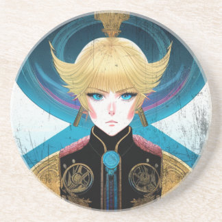 Futuristische goldene Anime-Rüstung Portrait Sci-F Getränkeuntersetzer