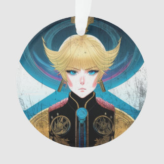 Futuristische goldene Anime-Rüstung Portrait Sci-F Ornament