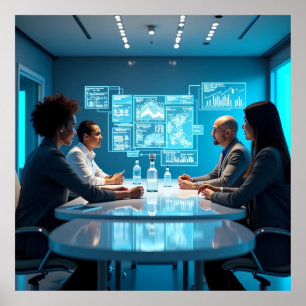 Futuristische Holografische Konferenz AI Poster