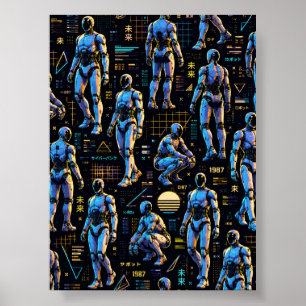 Futuristische humanoide Roboterkunst KI Android Poster