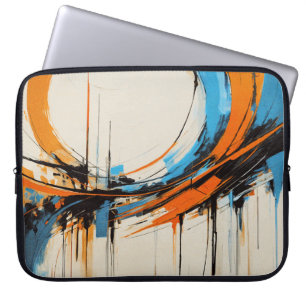 Futuristische industrielle orangeblaue abstrakte G Laptopschutzhülle