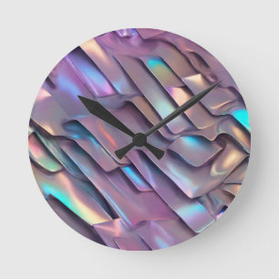 Futuristische Iridescent/abstrakte holografische Runde Wanduhr