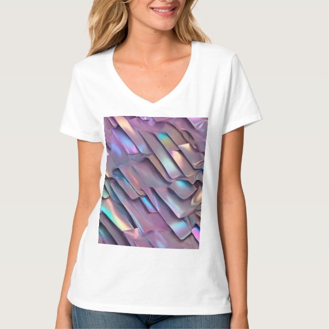 Futuristische Iridescent/abstrakte holografische T-Shirt (Vorderseite)