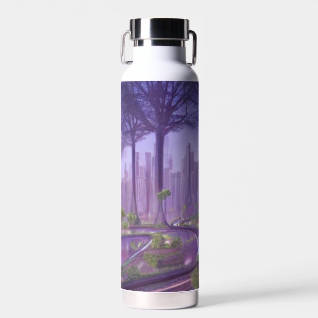 Futuristische Kunst im Wald Trinkflasche (Vorne)