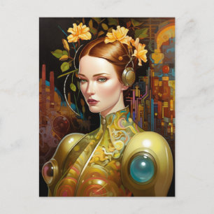 Futuristische Lady Science Fiction Art Postkarte