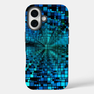 Futuristische Matrix   Blaue Pixel benutzerdefinie iPhone 16 Hülle