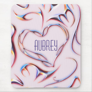 Futuristische Metallic Name Cyberpunk Herz Mousepad
