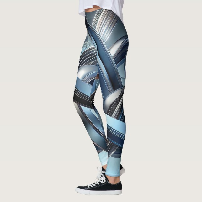 Futuristische Metallische Abstrakte Frauen Leggings (Links)
