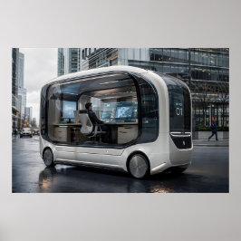 Futuristische mobile Büro-Pod in städtischer Natur Poster