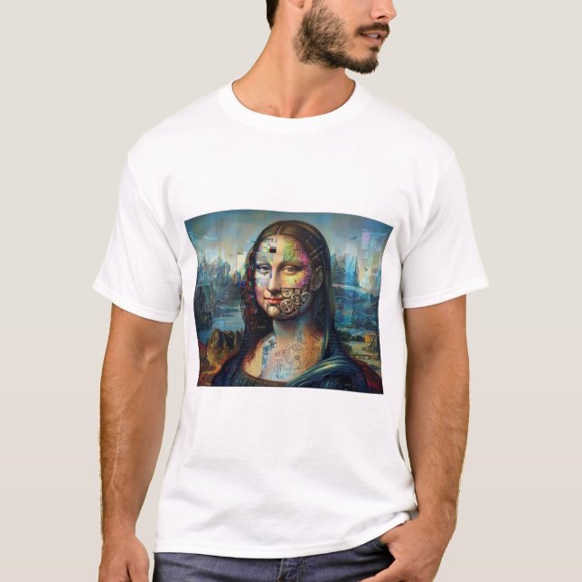 Futuristische Mona Lisa Herren T-Shirt (Vorderseite)